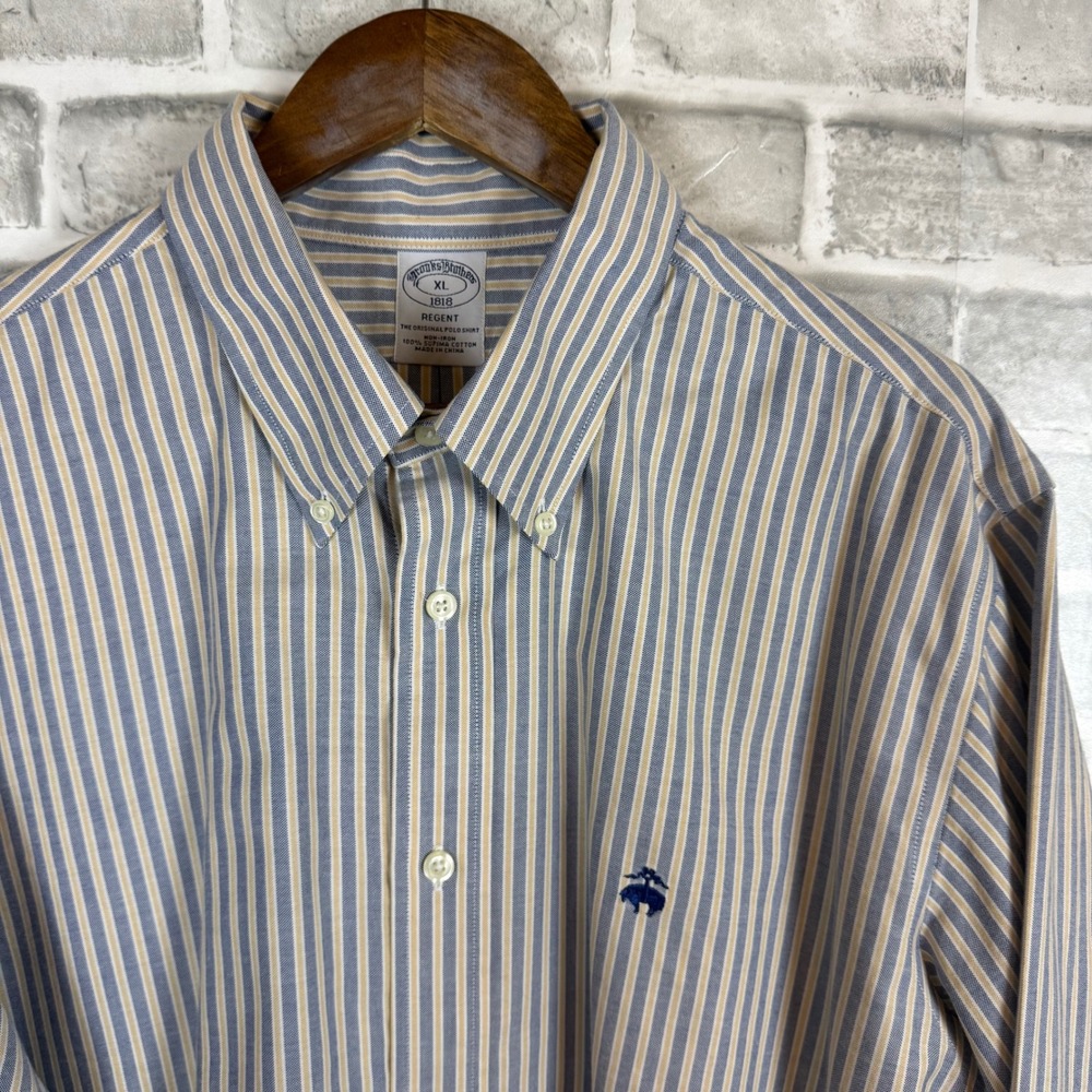 Brooks Brothers Regent sz XL Non-Iron Supima Cotton Nautical Striped Button Down